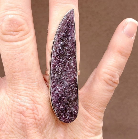 New Huge Lepidolite 925 Silver Statement Ring. - Picture 9 of 9